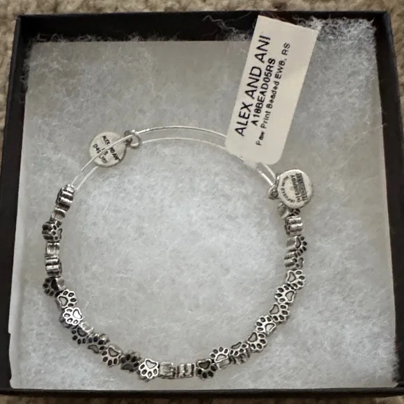 Alex and Ani Silver Paw Print Expandable Bracelet - Picture 1 of 2